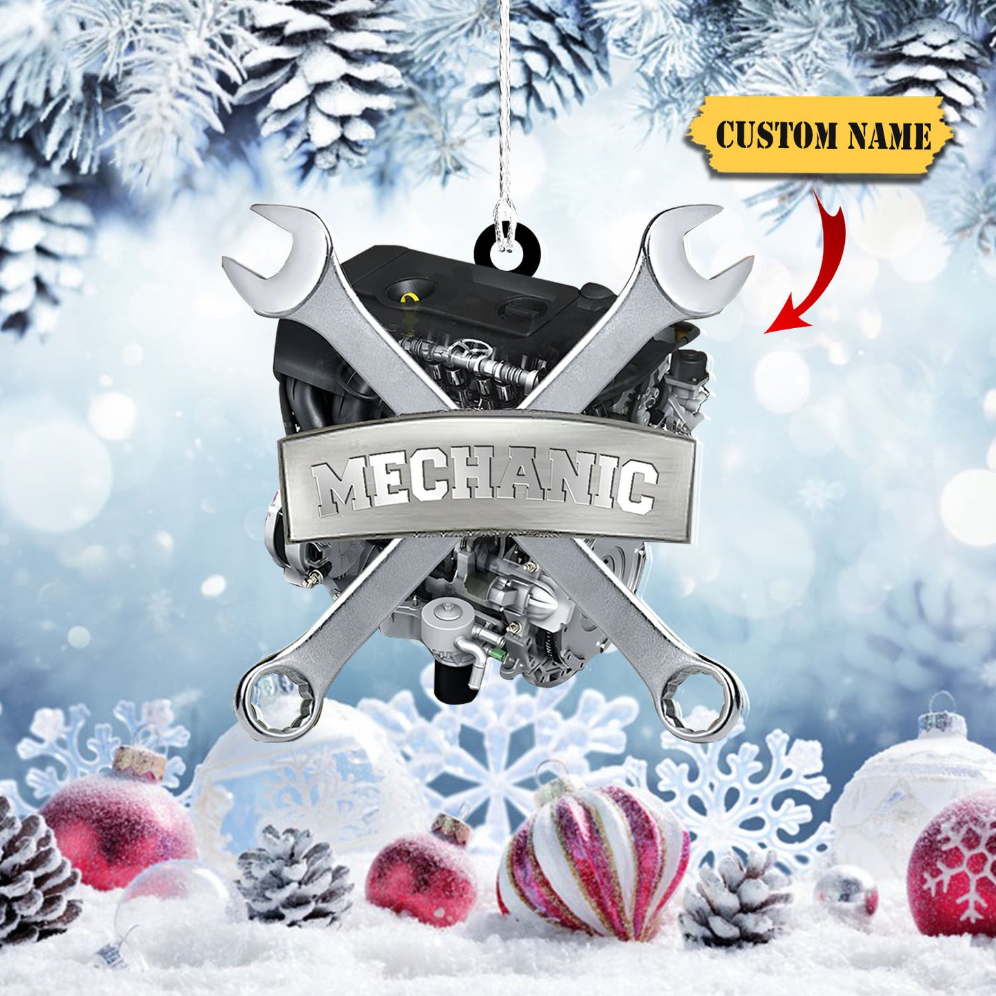 Ornáid Phearsanta Meicneora Múnlaithe MDF Ornáid, bronntanas Nollag, Ornáid Do Bhronntanais