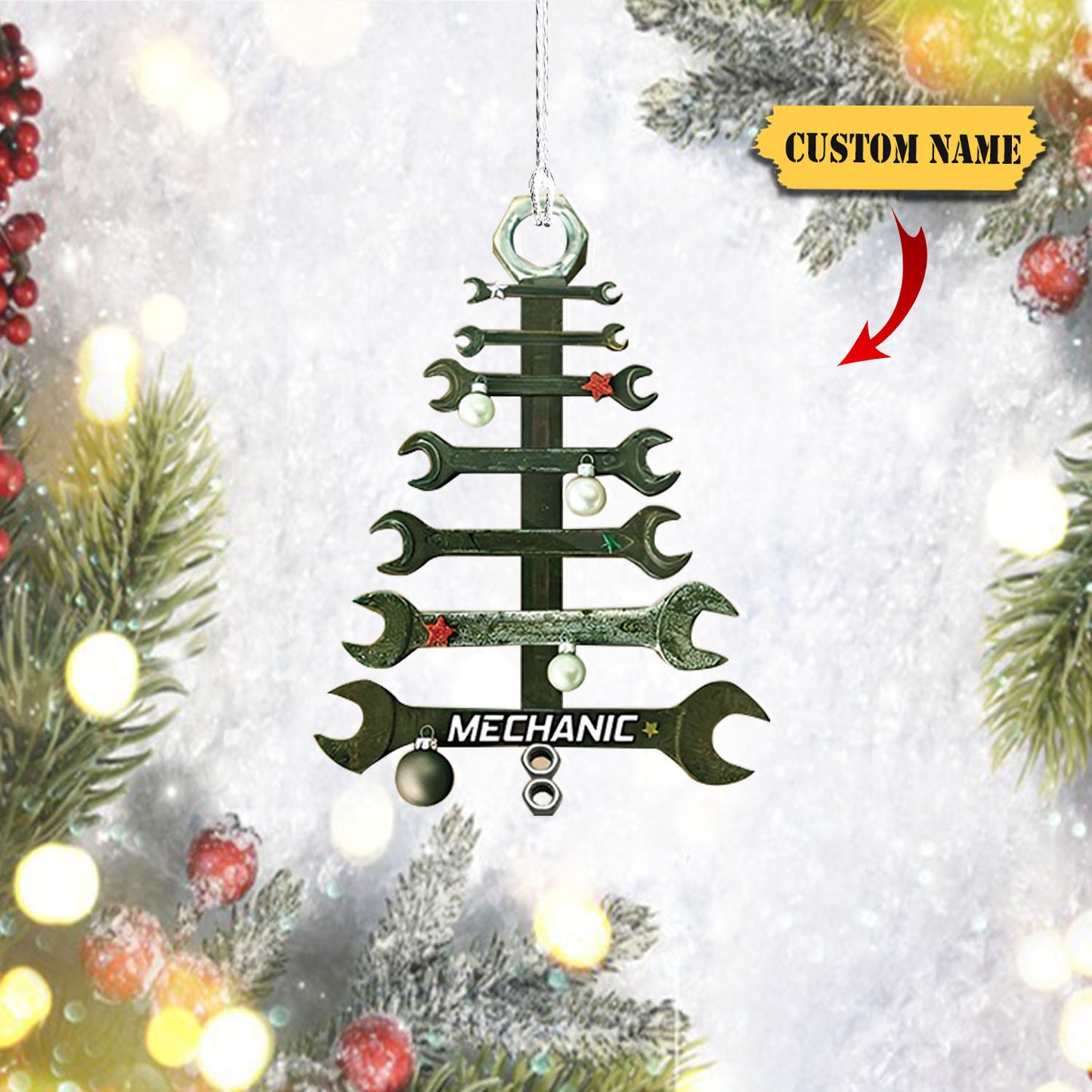 Ornáid MDF Múnlaithe Meicneoir Crann Nollag Ornáid MDF, bronntanas Nollag, Ornáid Do Bhronntanais