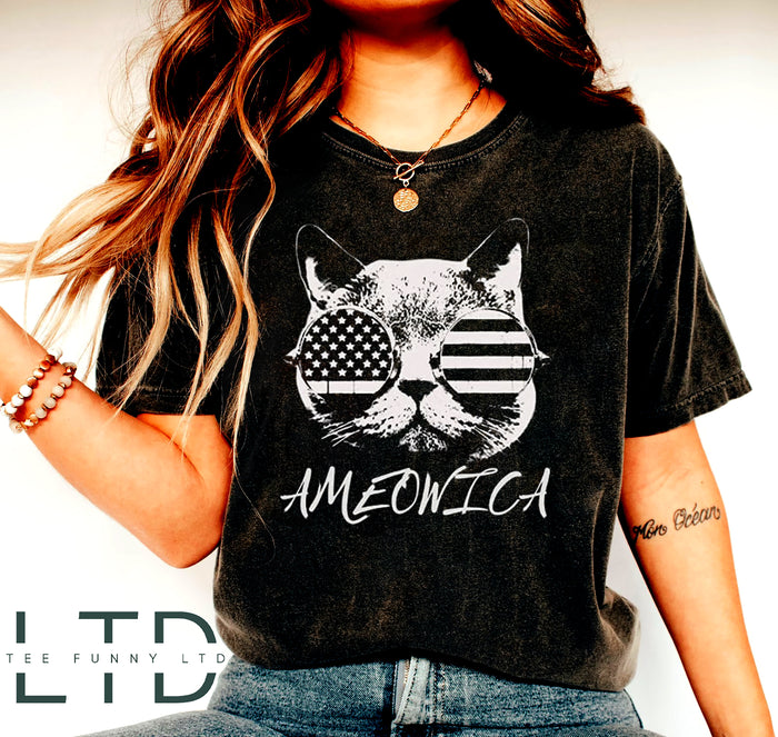 Meowica Shirt, 4th Of July Cat Shirt, Patriotic Shirt, Funny 4th Of July Outfit, American Flag Shirt, USA Shirt, Republican T-Shirt