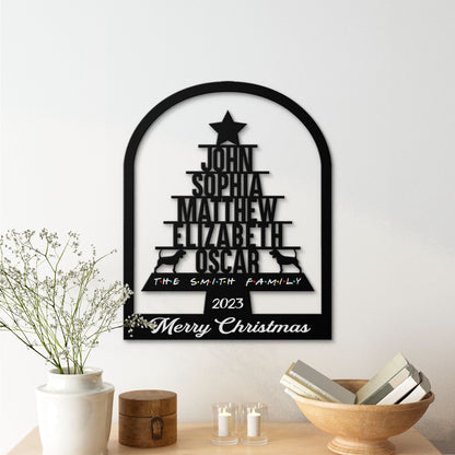 Personalized Family With Beagle Dog Metal Sign Christmas, Christmas Tree Metal Sign, Personalied Family Christmas Tree, Christmas For Family