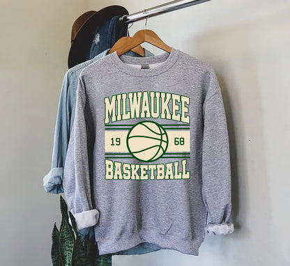 Milwaukee Basketball Retro Crewneck Sweatshirt, Vintage Milwaukee Sweater, Basketball Sweatshirt , Milwaukee Gameday Tee, 90s Aesthetic Crew