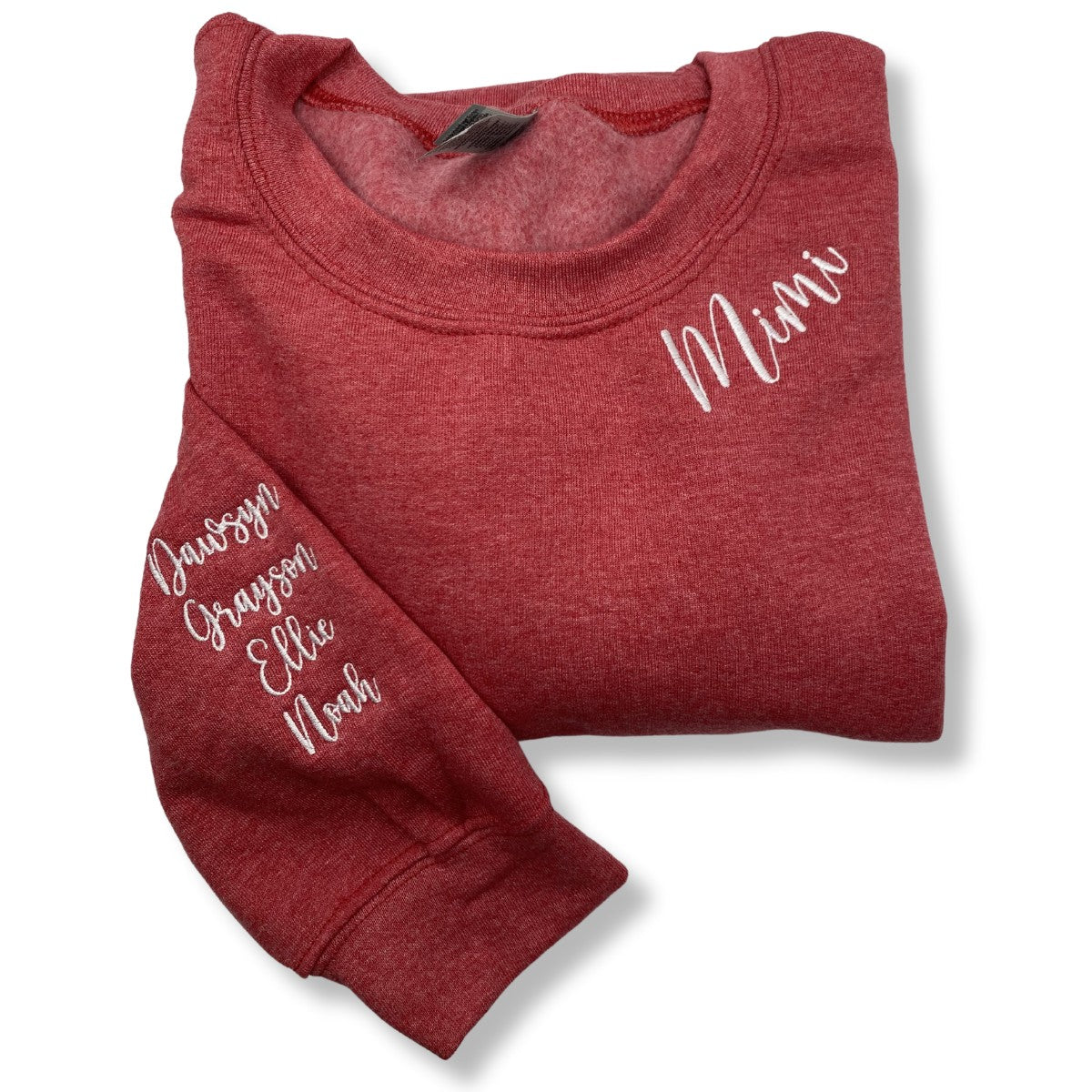 Mimi Sweatshirt with GrandKids Names on Sleeve, Embroidered Gift for Mimi