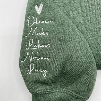 Mimi Sweatshirt with GrandKids Names on Sleeve, Embroidered Gift for Mimi