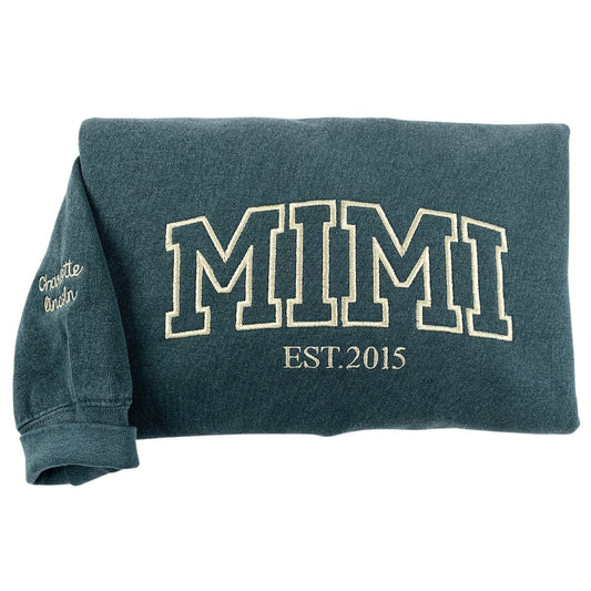Mimi T-shirt  Sweatshirt - Embroidered Unique Gift for Mimi with Kids Names on Sleeve