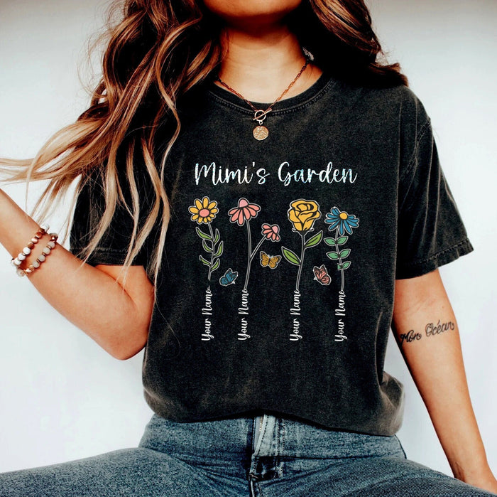 Mimi's Garden Shirt with Custom Birth Flowers and Names - Mothers Day Gift - Unique Grandma Gift - Personalized Birthday Gift shirt