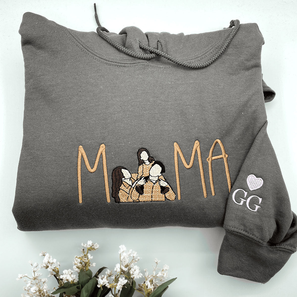 Mom Portrait Sweatshirt or Hoodie from Embroidered Photo, Meaningful Gifts for Mother's