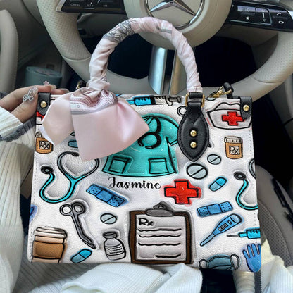 Lorva Personalized Leather Bag Puff Nurselife