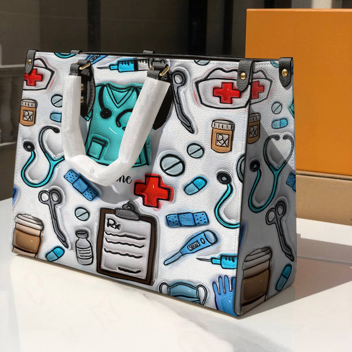 Lorva Personalized Leather Bag Puff Nurselife