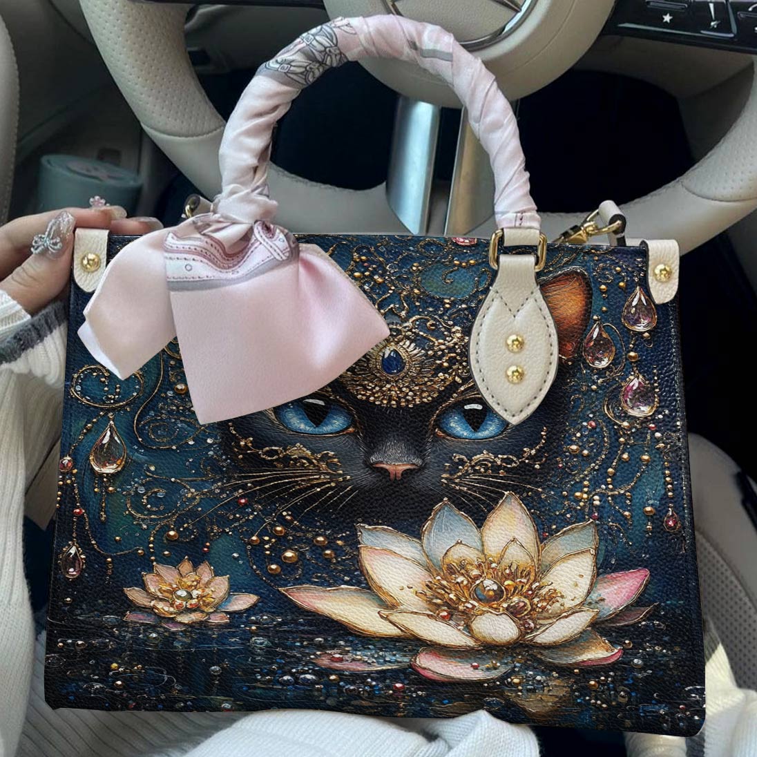 Leather Bag Mystic Black Cat