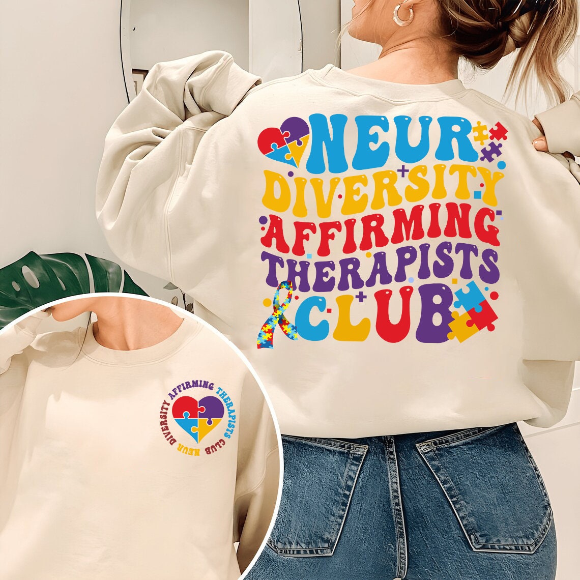 Neurodiversity Affirming Therapists Club Sweatshirt, Autism Awareness Shirt, Gift For ADHD Coach, Autism Month Tee, ADHD Sweatshirt, Autism