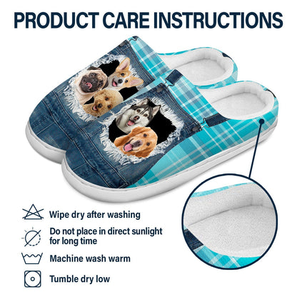 Custom Photo Overalls Pet Face - Gift For Pet Lovers, Pet Mom, Pet Dad - Personalized Fluffy Slippers