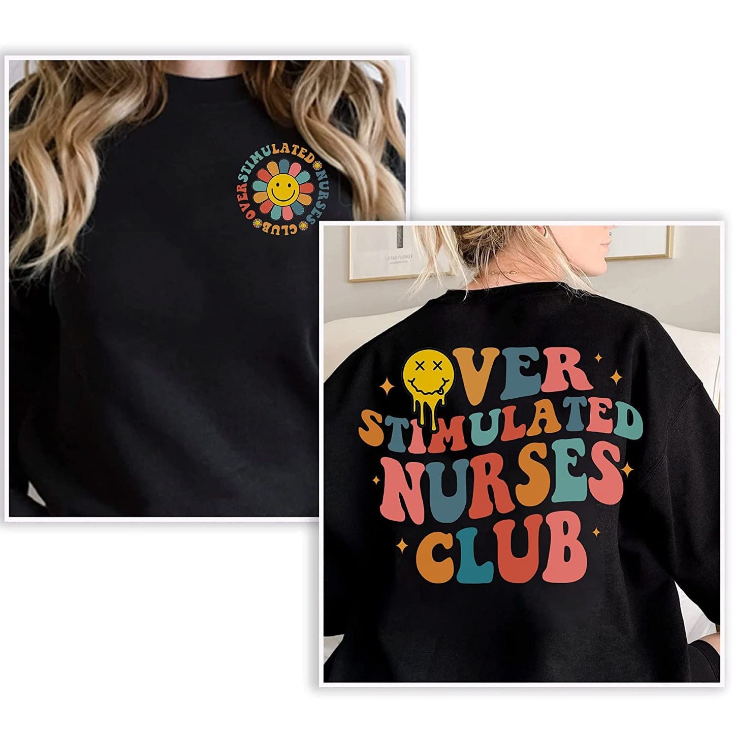 Nurse Sweatshirt For Nurse, Overstimulated Nurses Club T-Shirt, Cute Retro Nurse Sweatshirt, Funny NICU Nurse Long Sleeve, OB Doctor Hoodie