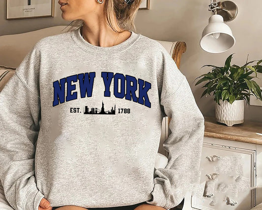 New York College Sweatshirt, Vintage New York Sweatshirt, New York Fan Crewneck, Distressed New York Sweatshirt, New York Student Gift Shirt