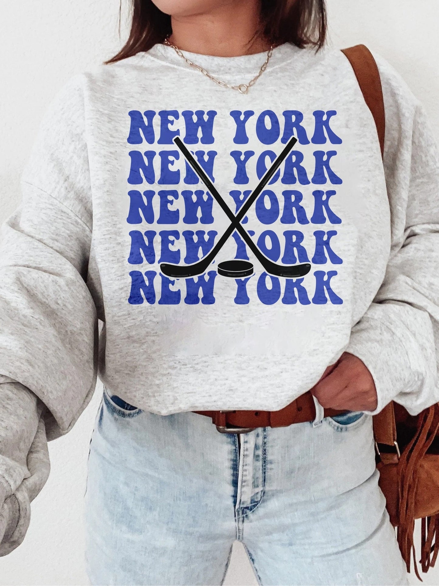 New York Hockey Sweatshirt, Hockey Season Sweatshirt, Hockey Fan Gift, New York Hockey Crewneck, Retro New York Hockey, Hockey Season  gift