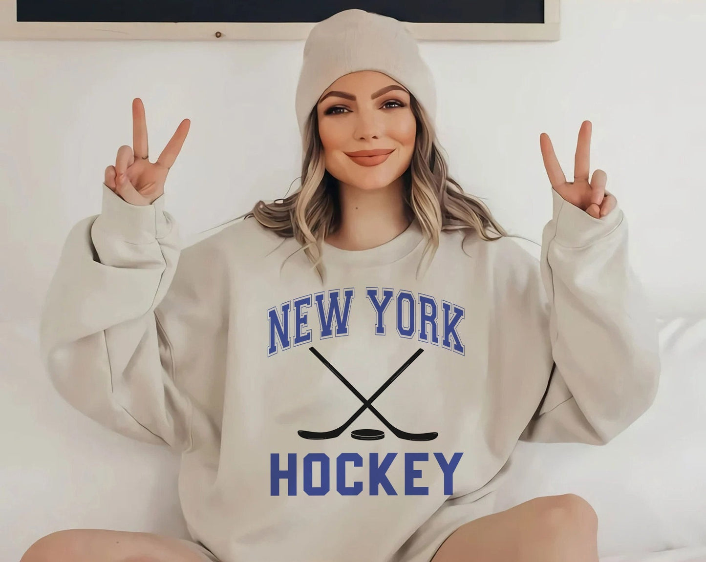 New York Hockey Sweatshirt, Hockey Season Sweatshirt, Hockey Fan Gift, New York Hockey Crewneck, Retro New York Hockey, Hockey Season  gift