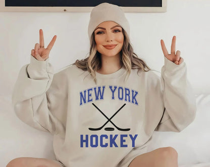 New York Hockey Sweatshirt, Hockey Season Sweatshirt, Hockey Fan Gift, New York Hockey Crewneck, Retro New York Hockey, Hockey Season  gift