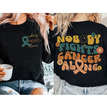 Nobody Fights Cancer Alone Sweatshirt, Oncologist Sweatshirt, ONC RN Sweatshirt, Gift For Oncology Nurse, Oncology Shirts, Nurse Week Gift