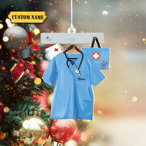 Nurse Christmas Nurse Clothes Hanger Personalized Flat Ornament, Ornament For Nurse