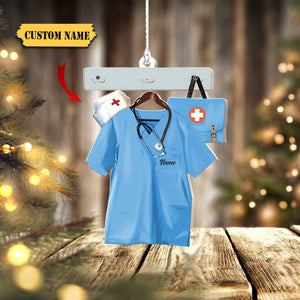 Nurse Christmas Nurse Clothes Hanger Personalized Flat Ornament, Ornament For Nurse