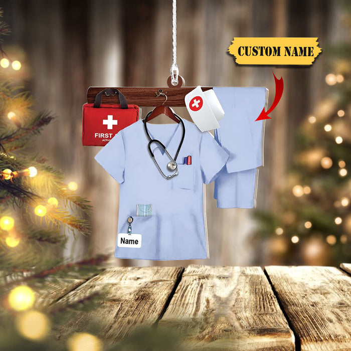 Personalized Nurse Uniform Custom Shaped Acrylic Ornament, Ornament For Nurse, Gift For Nurse