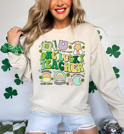 Geansaí Múinteora Lucky One, Múinteoir Lucky Charm Súiliú Lá Fhéile Pádraig, Cochaillín Lá Fhéile Pádraig, Léine Mhúinteora Shamrock,Lá Fhéile Pádraig
