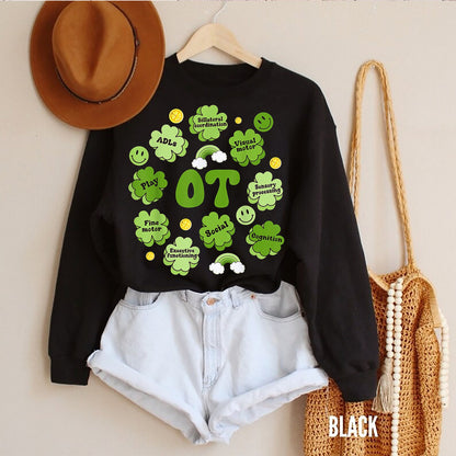 OT Teiripe Shaothair Lá Fhéile Pádraig Seamróige Fir Léine Mná , Léine Teiripeora Saothair Lucky , Bronntanais Lá Fhéile Pádraig Do OT