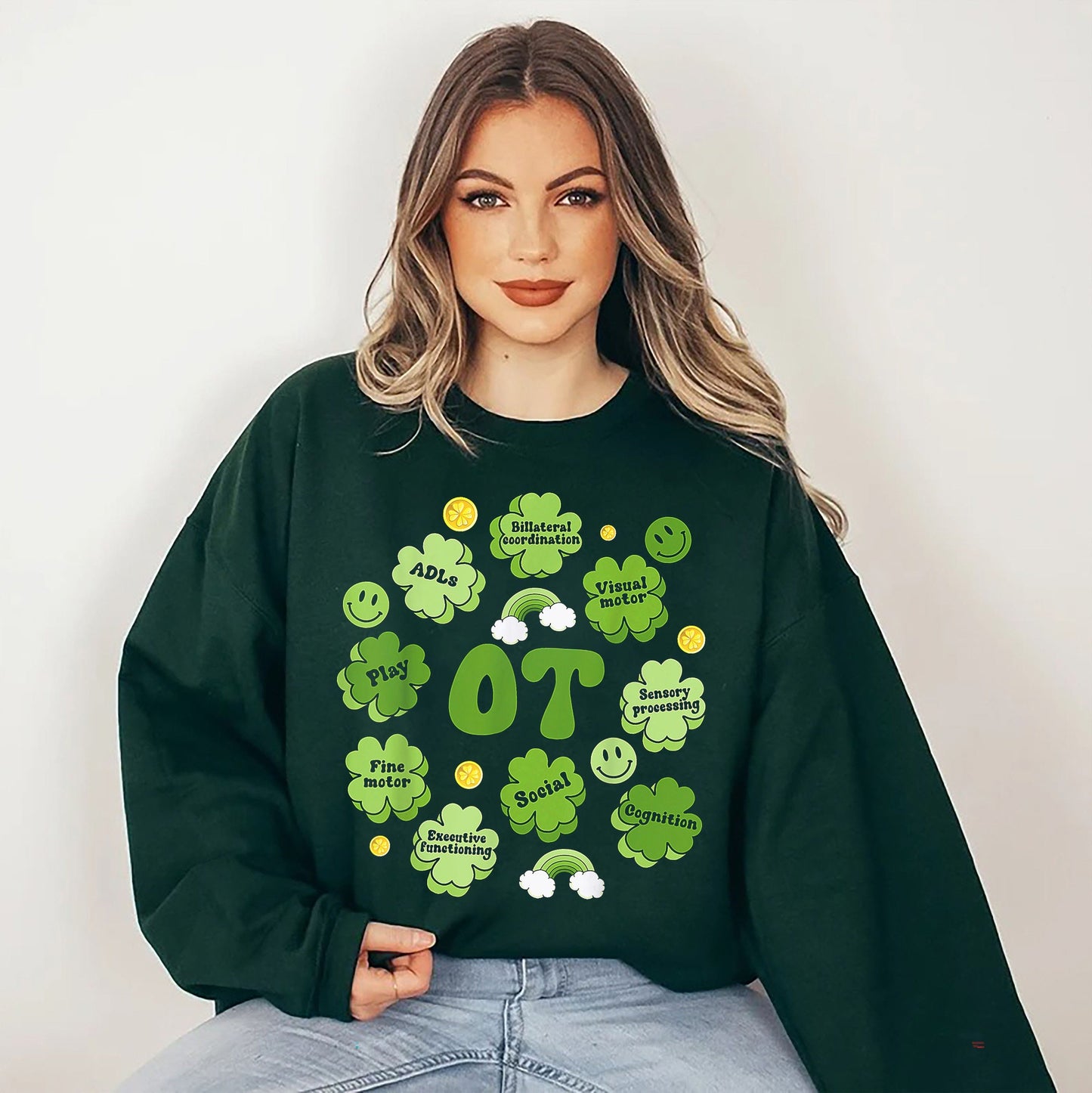 OT Teiripe Shaothair Lá Fhéile Pádraig Seamróige Fir Léine Mná , Léine Teiripeora Saothair Lucky , Bronntanais Lá Fhéile Pádraig Do OT