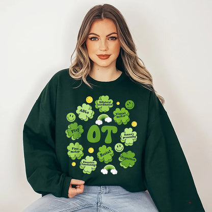 OT Teiripe Shaothair Lá Fhéile Pádraig Seamróige Fir Léine Mná , Léine Teiripeora Saothair Lucky , Bronntanais Lá Fhéile Pádraig Do OT