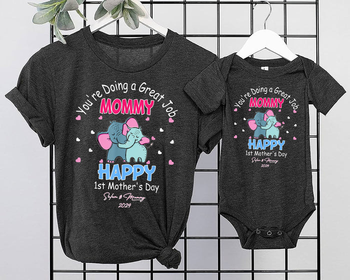 Our First Mother's Day Shirt, Personalized Our First Mother's Day, Custom Mother's Day Matching tee, Mother's Day Gift, 1st Mothers Day