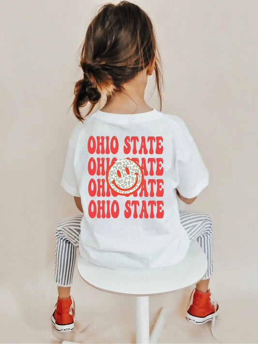 Ohio state shirt, Ohio Themed Sweatshirt, Ohio Tailgate Apparel, Ohio Game Day Sweatshirt, Smiley Face Sweatshirt, Ohio State kid