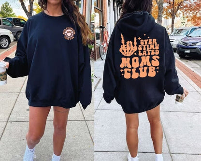 Sweatshirt Club Moms Overstimulated, Léine Club Moms Overstimulated, Geansaí Moms Overstimulated, Léine Gleoite Retro do Moms, bronntanas Aintín