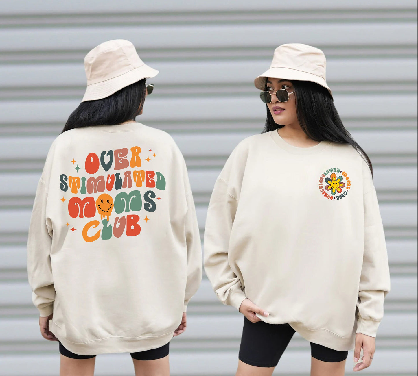 Sweatshirt Club Moms Overstimulated, Léine Club Moms Overstimulated, Geansaí Moms Overstimulated, Léine Gleoite Retro do Moms, bronntanas Aintín