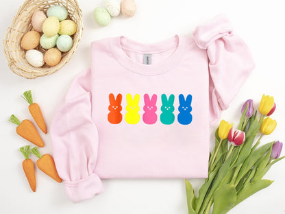 Peep my Sweatshirt, Candy Peeps Tee, Léine Fiach Uibheacha, Mam Seomra an Earraigh, Earrach Críostaí, Uibheacha agus Coiníní, Pastel Cásca, Bronntanas Cásca Rainbow