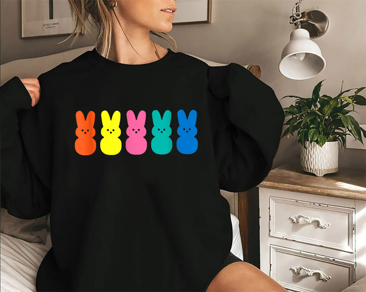 Peep my Sweatshirt, Candy Peeps Tee, Léine Fiach Uibheacha, Mam Seomra an Earraigh, Earrach Críostaí, Uibheacha agus Coiníní, Pastel Cásca, Bronntanas Cásca Rainbow