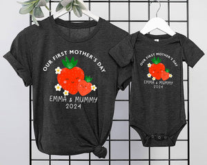 Personalised Matching Our First Mother's Day T-shirt  Funny Mummy and Baby Gift Mama and Me gift  1st Mothers Day Keepsake  Baby bodysuit