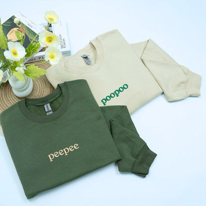Pee Pee Poo Poo Matching Hoodies or Sweatshirts, Custom Embroidered Gift for Couples on Valentine's Day