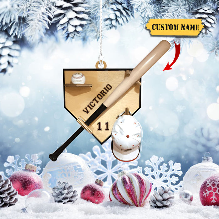 Personalized Baseball America Custom Name Number Ornament, Christmas Gifts