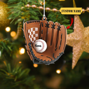 Personalized Baseball Glove Ornaments, Custom Name Ornament, Baseball Ornament