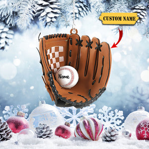 Personalized Baseball Glove Ornaments, Custom Name Ornament, Baseball Ornament