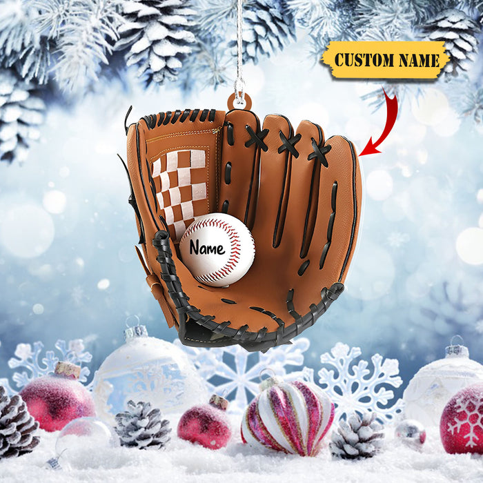 Personalized Baseball Glove Ornaments, Custom Name Ornament, Baseball Ornament