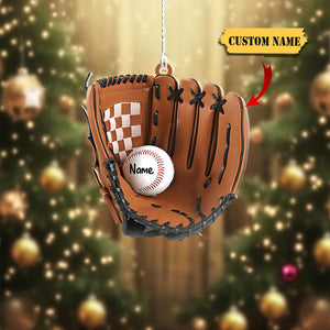 Personalized Baseball Glove Ornaments, Custom Name Ornament, Baseball Ornament