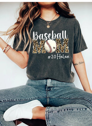 Personalized Baseball Mom Shirt, Custom Game Day Mom Baseball T-Shirt, Name & Number Baseball Game Season Shirt, Gameday Sports Mama Shirt