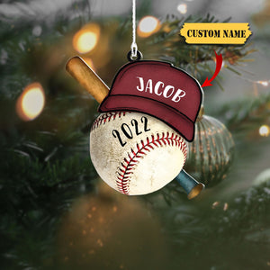 Personalized Baseball Set Helmet Glove Ornaments, Custom Name Ornament, Baseball Ornament, Gift For Baseball Lover