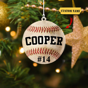 Personalized Baseball Glove Ornaments, Custom Name Ornament, Baseball Gift, Gift For Baseball Lover, Baseball Catcher Gear Ornament