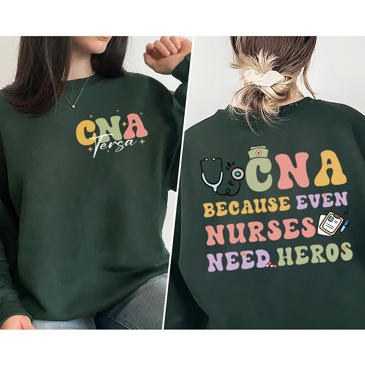 Personalized CNA Nurse Sweatshirt, Custom CNA Nurse Shirt, CNA Nurse Gift, Nurse Appreciation Gift, Certified Nursing Assistants Sweatshirt
