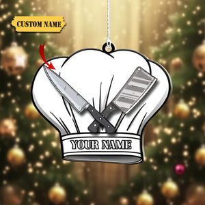 Personalized Chef Hat Custom Shaped Ornament, Ornament Christmas For Chef, Gift For Chef