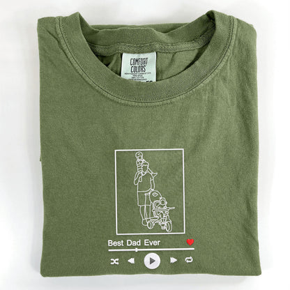 Personalized Dad T-Shirt, Father's Day Gift with Embroidered Photo Portrait