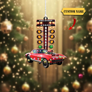 Personalized Drag Racing Light Ornament - Upload Car Image, Drag Racing Christmas Decor