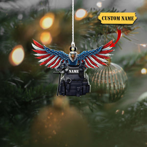 Personalized Eagle Thin Blue Line Flag Bulletproof Police Shaped Flat Acrylic Ornament