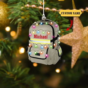 Personalized Firefighter Christmas Tool Backpack Ornaments, Gift for Men Dad Son